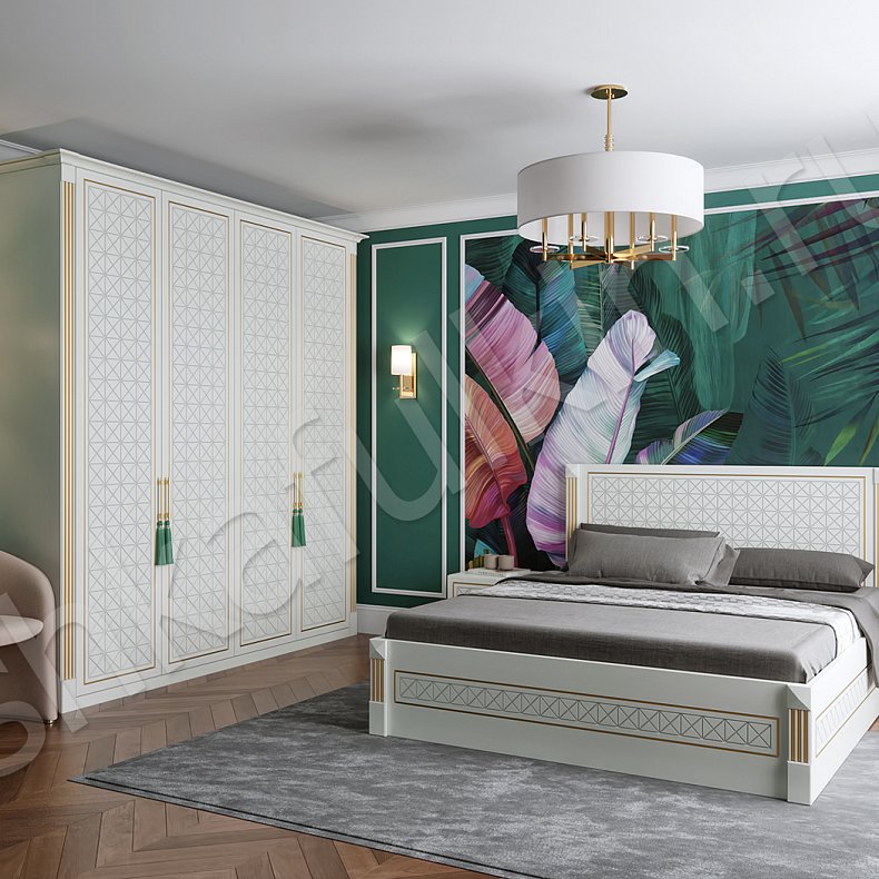 Гарнитур Октавия Золото Белый Классика 4х створчатые Спальня Для вещей 8