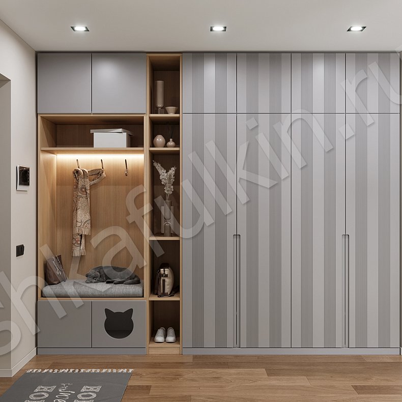 Прихожая Китти Серый Модерн 4х створчатые Прихожая Для вещей 1