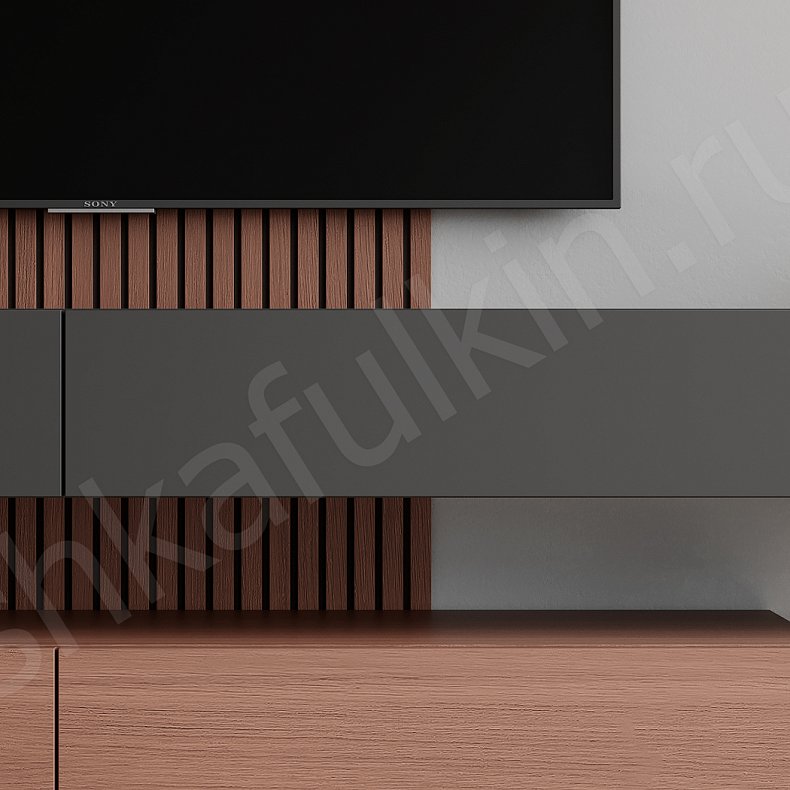 Изображение Стенка Виардо Древесный Темные Минимализм 2х створчатые Гостиная Для книг Под ТВ 3