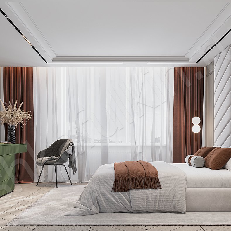 Гарнитур Скаволлини Темные Неоклассика 2х створчатые Спальня Для белья Для вещей 5