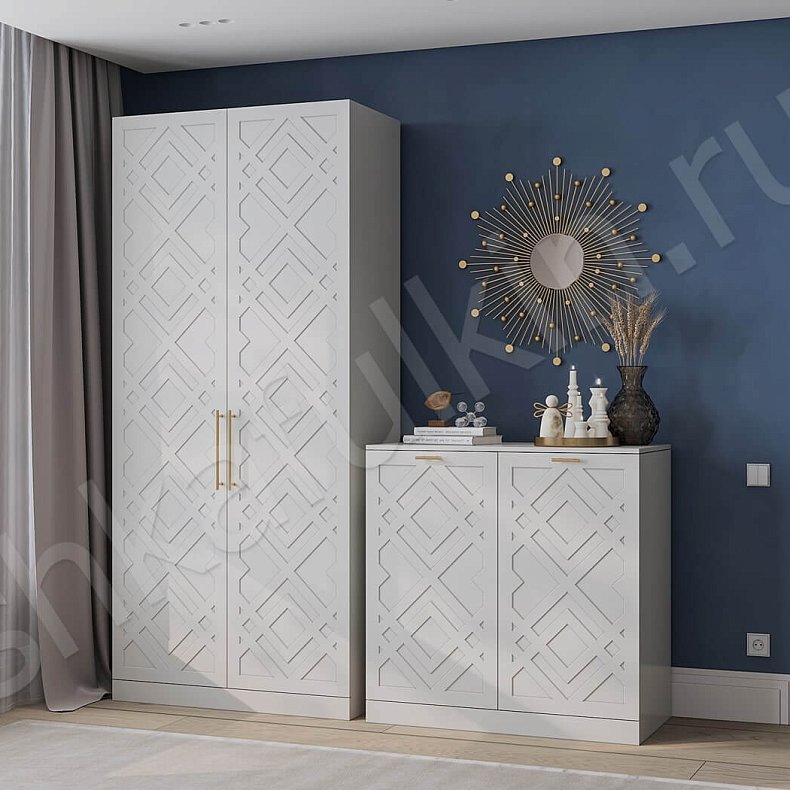 Шкаф Элегант Белый Современный 2х створчатые  Для вещей