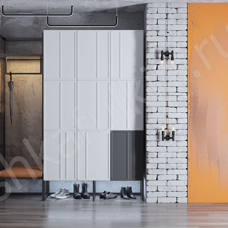 Изображение Прихожая Урбан Белый Цветной Светлые Лофт 3х створчатые Прихожая Для вещей 4