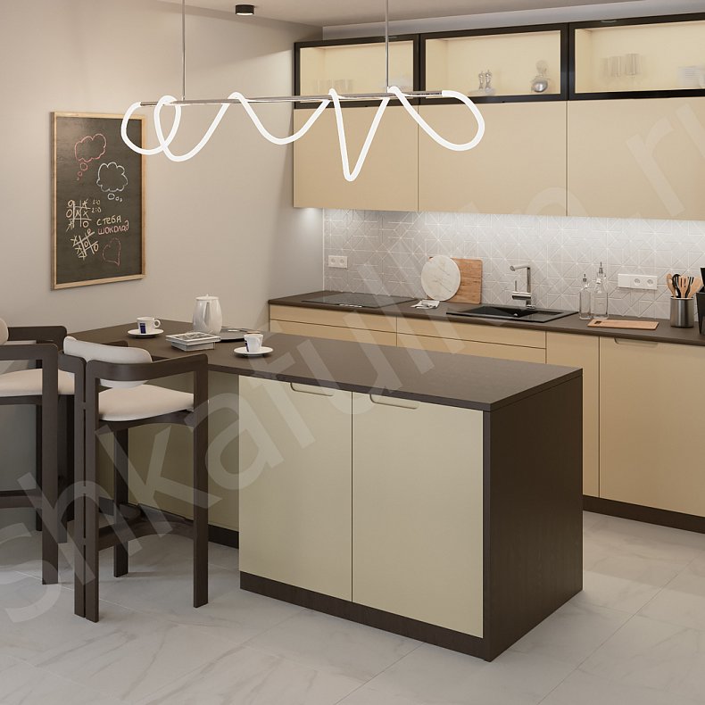 Изображение Кухня Мангини Светлые Коричневый Минимализм Для посуды 3