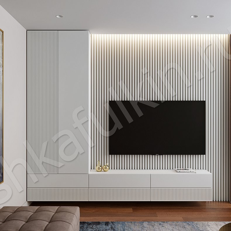 Стенка Невада Белый Светлые Минимализм 2х створчатые Гостиная Под ТВ Для вещей