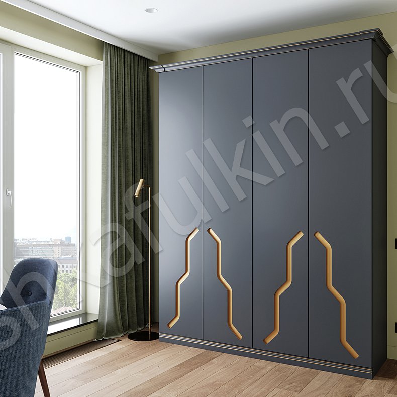 Изображение Корпусный шкаф Консул Цветной Серый Синий Темные Золото Модерн 2х створчатые Гостиная Для вещей 1