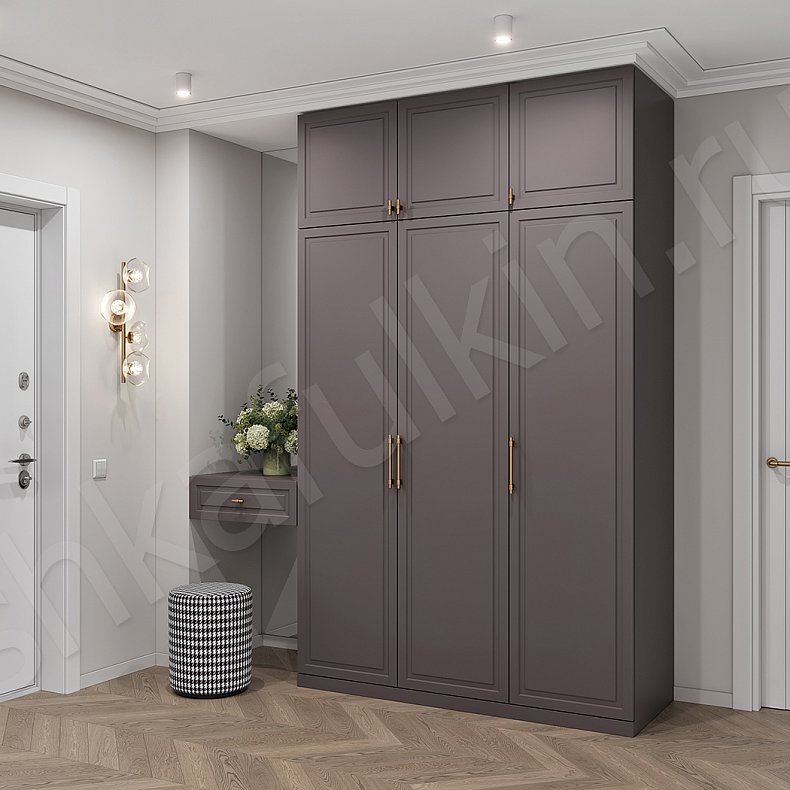 Прихожая Брикелл Белый Светлые Серый Неоклассика 3х створчатые Прихожая Для вещей 3