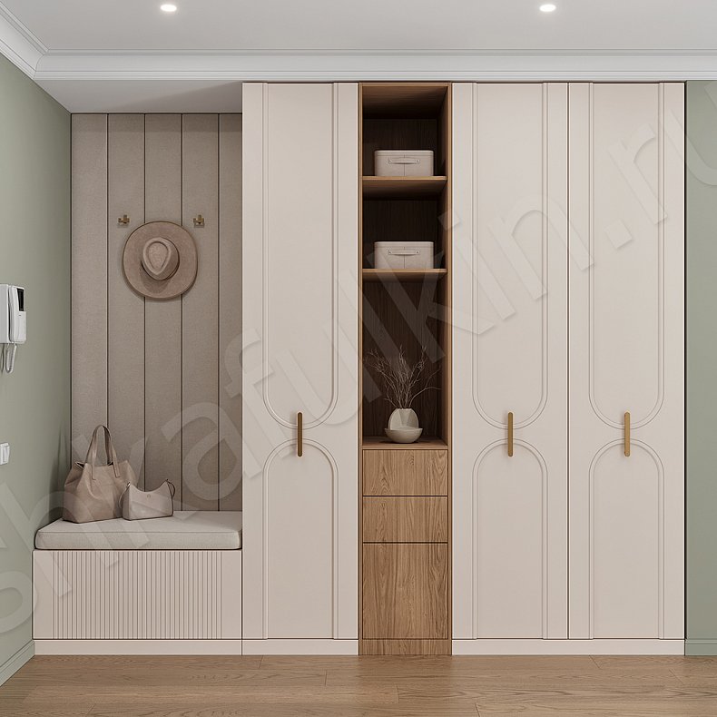 Прихожая Айвенго Светлые Древесный Белый Современный 2х створчатые Прихожая Для вещей 1