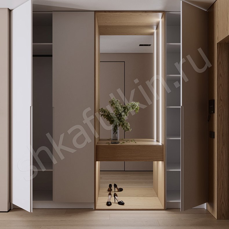 Изображение Шкаф в прихожую Монти Светлые Древесный Белый Современный 3х створчатые Прихожая Для вещей 2