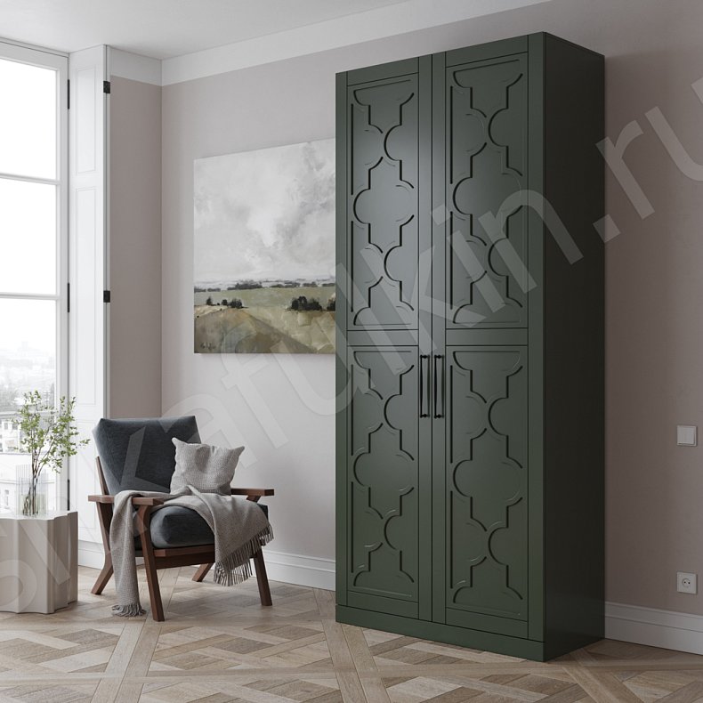 Шкаф 2 двери Пифагор Зеленый Темные Современный 2х створчатые Гостиная Для вещей