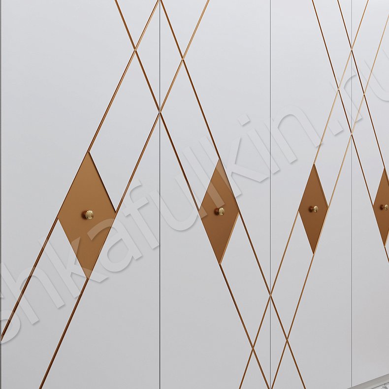 Шкаф Ромбо Белый Коричневый Светлые Модерн 4х створчатые Прихожая Для вещей 3