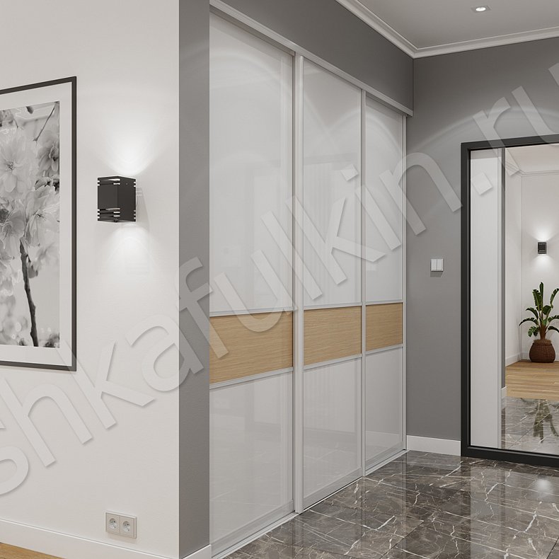 Шкаф-купе Рондо Древесный Белый Светлые Современный 3х створчатые Коридор Для вещей