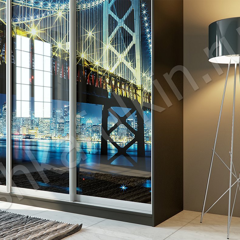 Изображение Корпусный шкаф-купе Бридж Темные Цветной Модерн 4х створчатые Гостиная Для вещей 5