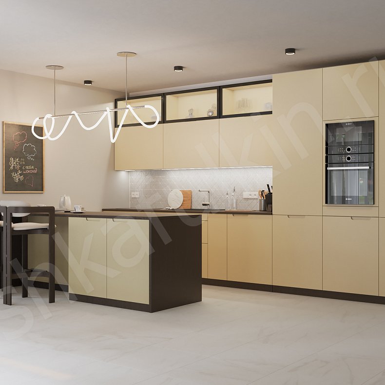 Изображение Кухня Мангини Светлые Коричневый Минимализм Для посуды 1