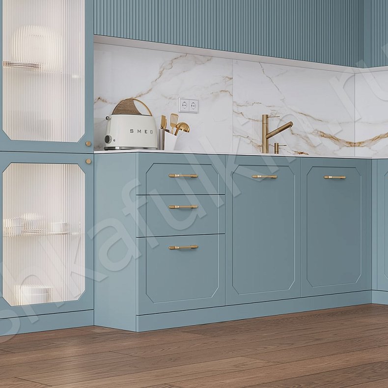 Изображение Кухня Санремо Синий Цветной Розовый Светлые Неоклассика Для книг Для декора 4