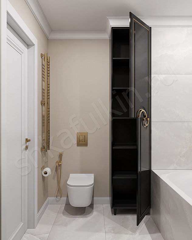 Мебель в ванную Юлианна Темные Золото Черный Неоклассика   Для вещей 5