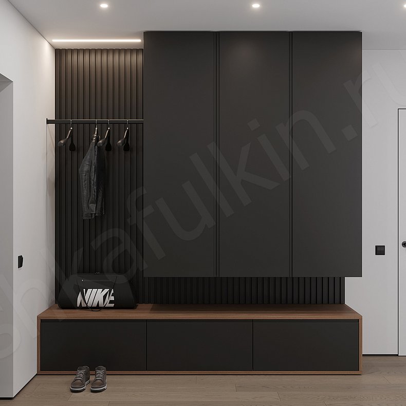 Прихожая Дафна Темные Древесный Черный Современный 3х створчатые Прихожая Для вещей 1