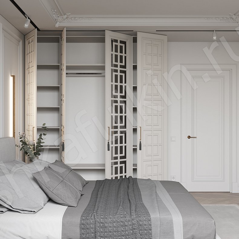 Шкаф Антида Белый Неоклассика 4х створчатые Спальня Для вещей 3
