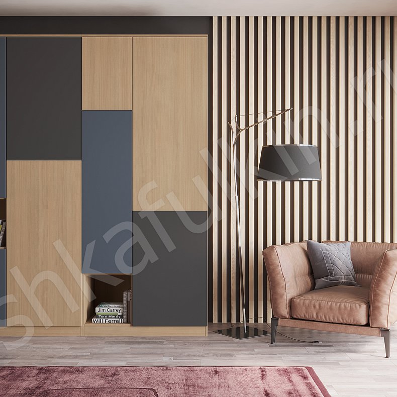 Изображение Шкаф Денди Темные Светлые Серый Коричневый Белый Скандинавский 4х створчатые Спальня Для вещей Для белья 3