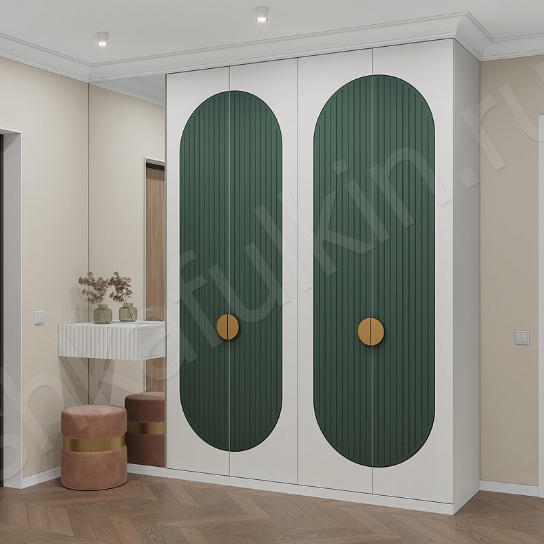 Прихожая Рианна Белый Цветной Темные Зеленый Современный 4х створчатые Прихожая Для вещей 1